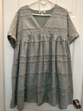 Listicle V-Neck Ruffle Dress